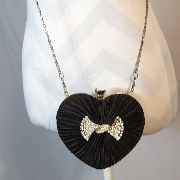 Heart Shaped Rhinestone Bow Crossbody Mini Bag - Picture 7 of 7
